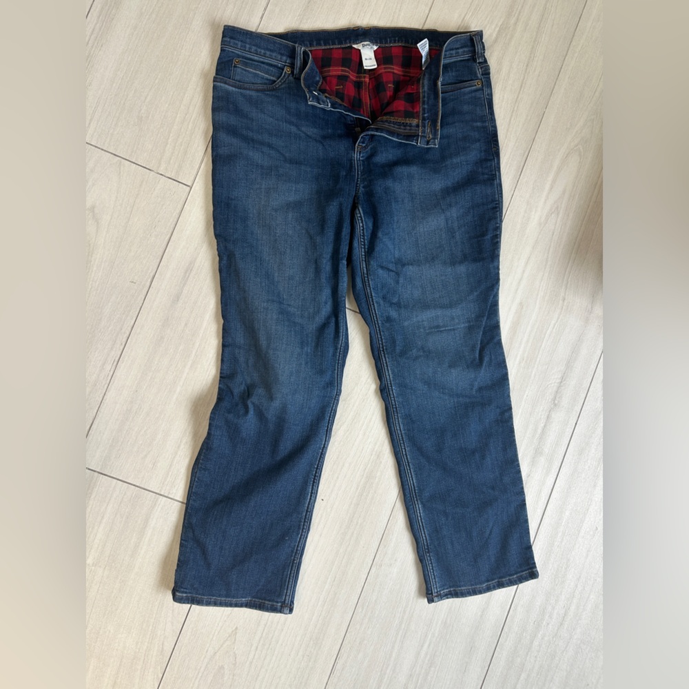 Duluth Trading Co Women's Dark Blue Bootcut Jeans - Flannel Lined
